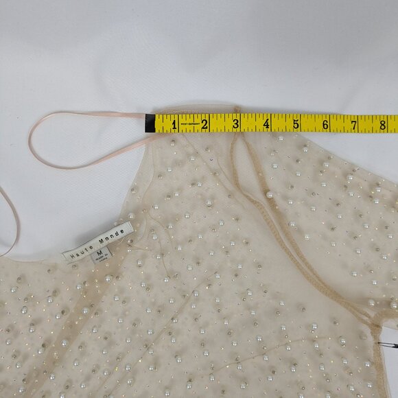 Haute Monde Sheer Top w/Rhinestone Faux Pearl - NWOT - Picture 4 of 10